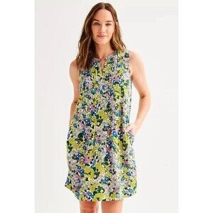 Sonoma Size PL Pintuck Sleeveless Mini Dress Linen Blend Joyful Floral